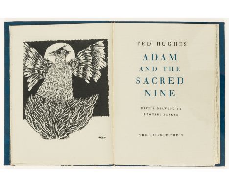 Hughes (Ted) Adam and the Sacred Nine, number 45 of 100 copies signed by the author, title printed in blue and black, frontis