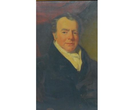 A gilt framed early 19th century oil portrait of John Mair of Nightingales, inscription verso, on canvas. 68x80cm 