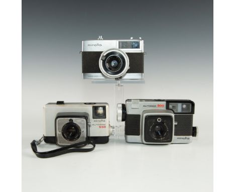 Chrome, black plastic casings.Exemplary Mad Men-era cameras produced to utilize Kodak 227 instamatic film packs.  Issued: c. 