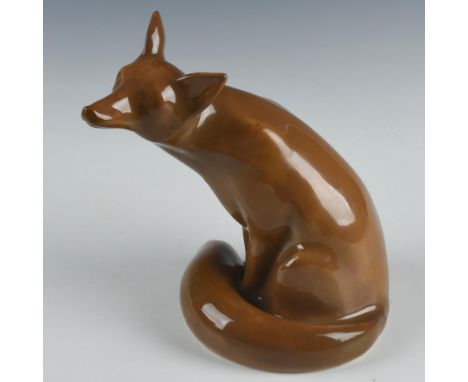 Noke design in a rare colorway, stamped Doulton to bottom.A rich brown coloring of the timeless Royal Doulton fox, large. Som