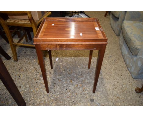 REPRODUCTION MAHOGANY INLAID TRAY TOP TABLE, 40CM WIDE