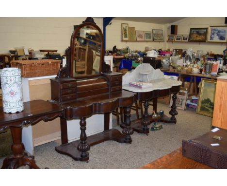 VICTORIAN DUCHESS DRESSING TABLE AND MATCHING MARBLE TOPPED WASH STAND, 120 AND 125CM WIDE RESPECTIVELY