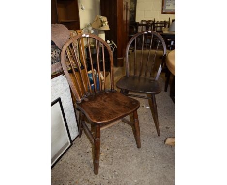 THREE STICK BACK SOLID SEAT OAK KITCHEN CHAIRS