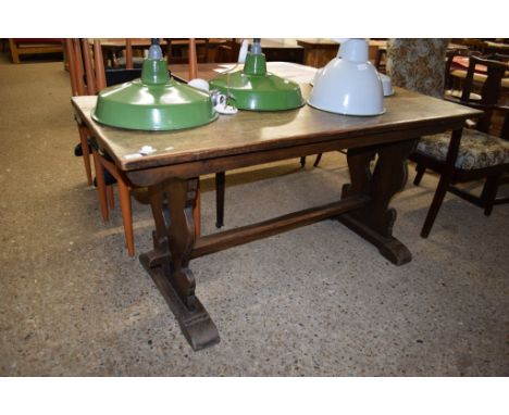 OAK REFECTORY TYPE DINING TABLE, 152CM WIDE