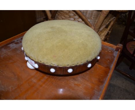 VICTORIAN CIRCULAR FOOT STOOL WITH CERAMIC FEET, 28CM DIAM