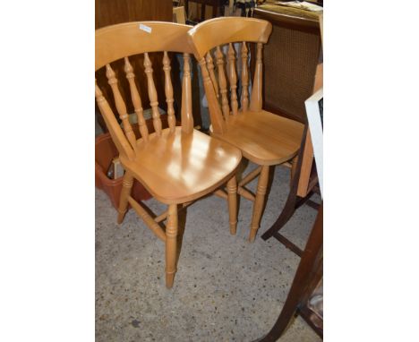 PAIR OF MODERN PINE STICK BACK KITCHEN CHAIRS