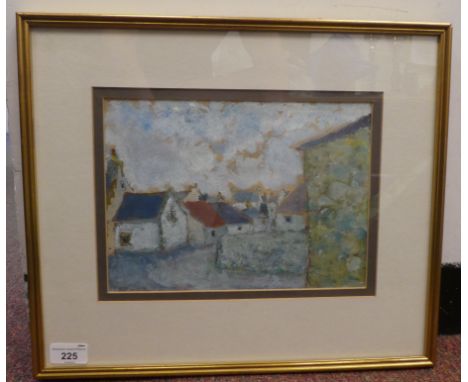 Adrian Ryan - 'Farm Buildings, Brittany'&nbsp; oil on paper&nbsp; bears a contemporary Art Market Society label verso &amp; d