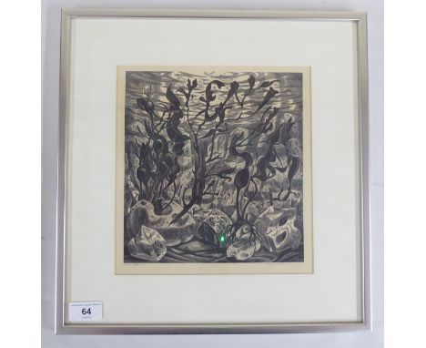 After Monica Poole - 'Under Water'&nbsp; Limited Edition 27/100 monochrome print&nbsp; bears a pencil signature&nbsp; 8" x 9"