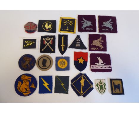 Approximately twenty military cloth badges, some copies: to include Indian Army (Please Note: this lot is subject to the stat