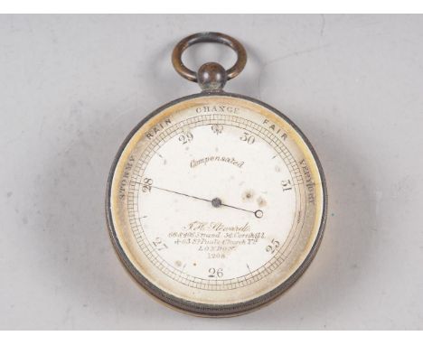 A brass cased compensated pocket barometer, by J H Steward 