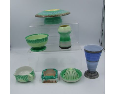 A collection of Shelley Items to include Harmony items Sundae Dish , Lemon Squeezer, 13cm vase, ashtray, posie dish &amp; 13c
