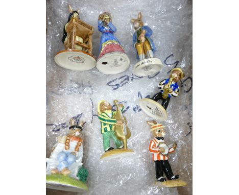 Royal Doulton Bunnykins Figures to include Sister Mary Barbra Db334, Sundial, Db123, James Brindley Db438, Parisian DB317, Do