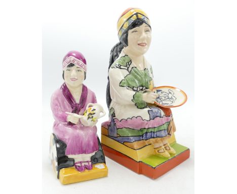 Kevin Francis Prototype Toby jugs Clarice Cliff in differing heights(2) 