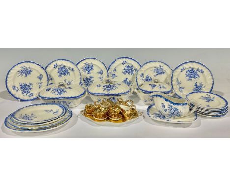 A Bishop &amp; Stonier 'Bisto' Pembroke pattern child's part toy dinner service for six, transfer printed with blue floral sp
