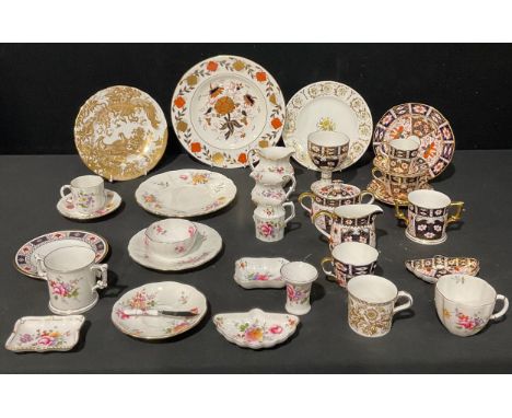 A Royal Crown Derby 2451 pattern sucrier and cover, second quality; a 2451 pattern cream jug, first quality; a 2451 trio; oth