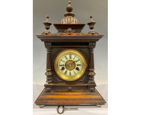 A late 19th century German mahogany architectural mantel clock, "The Greenwich Clock", manufactured in Württemberg, specially