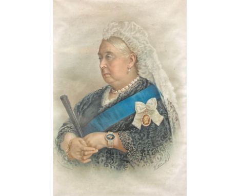A large print of Queen Victoria, 98.5cm x 69cm overall 