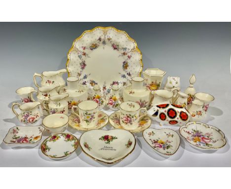 A Royal Crown Derby Royal Antoinette pattern shaped circular plate, 25.5cm diameter, first quality; a paperweight, Posies Ham
