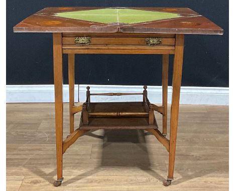 A late Victorian/Edwardian mahogany envelope card table, by or retailed by Story Brothers &amp; Trigg (London; house furnishe