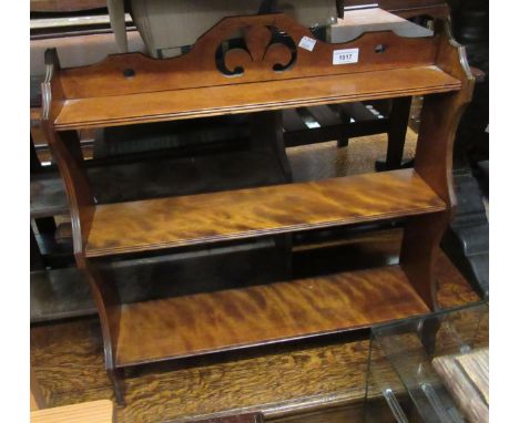 Early 20th Century mahogany three shelf wall bracket, 58cm wide x 16cm deep x 60cm highIn good condition. 