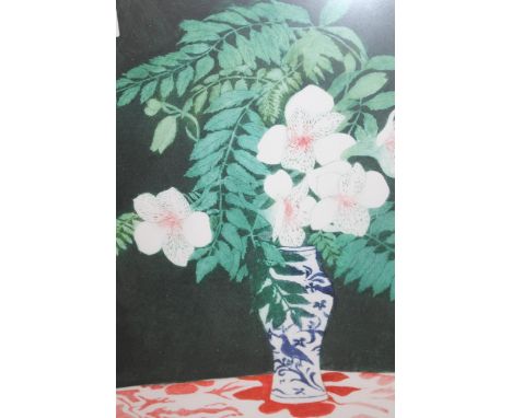 Winifred Pickard, artist signed Limited Edition coloured etching, flowers and leaves, 38 x 30cm, framed 