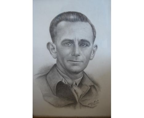 Pencil sketch portrait of an army officer together with a quantity of framed and unframed watercolours and prints 