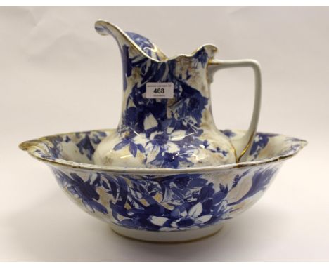 Royal Doulton blue and white floral decorated jug and basin set 