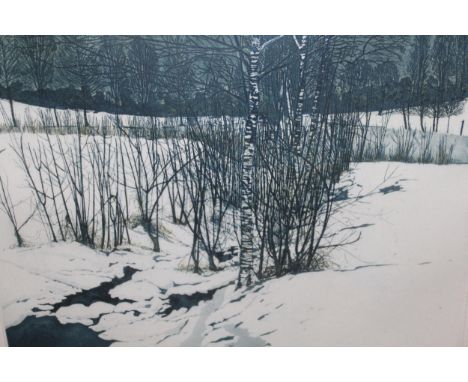 Phil Greenwood, signed artist proof etching, ' Silver Snow ', 40 x 46cm and two further Limited Edition etchings, titled ' Po
