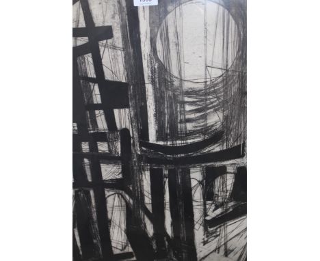 Terry Haas, black and white etching, ' Lumiere dans les Tenebres ', 54 x 40cm, framed 