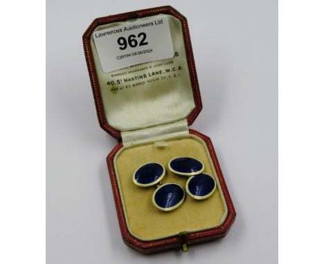 Pair of 18ct gold enamel decorated cufflinks, 9.5g 