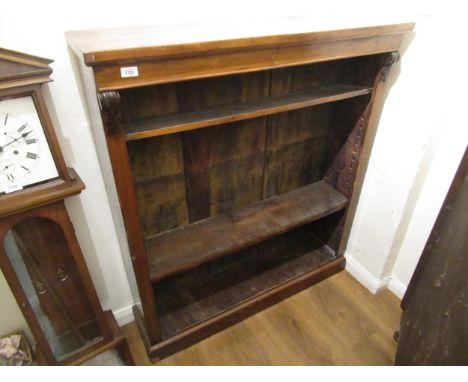 19th Century mahogany three shelf open bookcase on a plinth base, 121cm high x 107cm wide x 27cm deep 