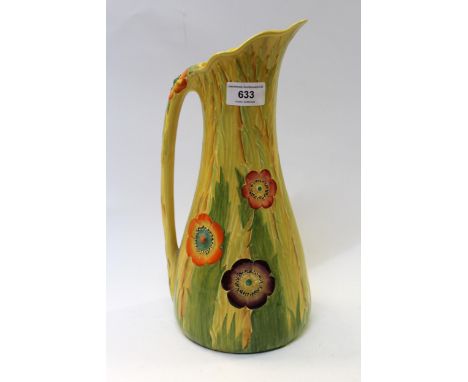 Art Deco Carltonware water jug, relief moulded with flowers, 32cm highSome minor surface scratches, otherwise in good conditi