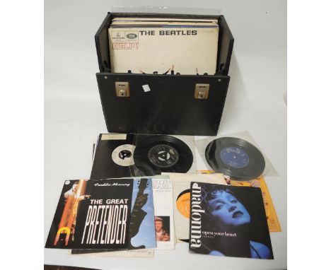 Quantity of long playing vinyl records, including the Beatles, Rolling Stones, together with a small quantity of single vinyl