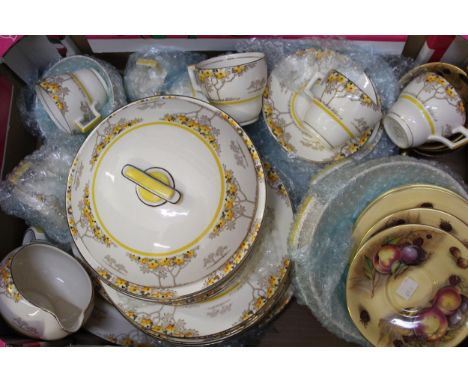 Aynsley fruit decorated part teaset, together with a Tams ware Art Deco tea service 