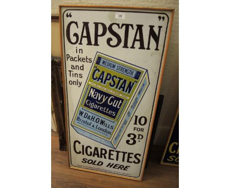 Original enamel sign for Capstan cigarettes, 91 x 45cm, framed and mounted 