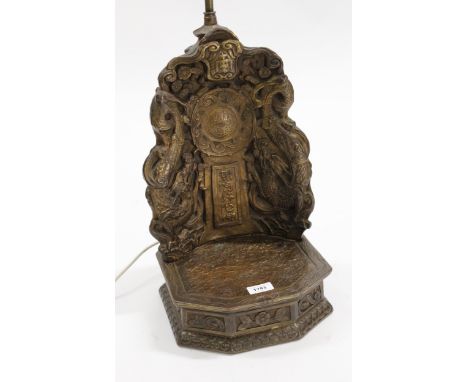 Mid 20th Century gilded composition lamp base of Chinese design, 45cm high 
