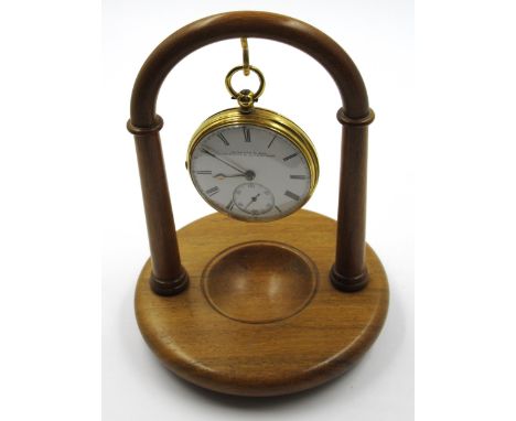 18ct Gold cased open face pocket watch, the enamel dial with Roman numerals and subsidiary seconds, signed Parsons & Son, Har