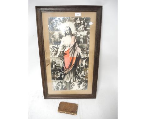 Small 18th Century leather bound volume ' The Ladies New Year Gift ', 1754, fourteenth edition, together with a framed set of