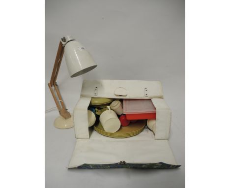 Mid 20th Century Anglepoise lamp and a picnic set 