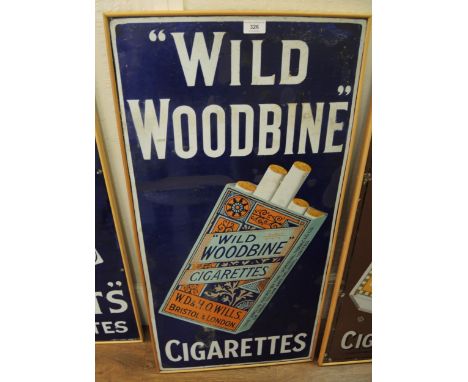 Original enamel sign for Wild Woodbine cigarettes, 91 x 45cm, framed and mounted 