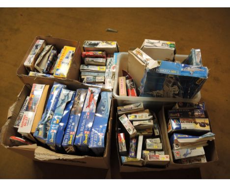 Six boxes containing a large quantity of unbuilt model aircraft kits including Frog, Airfix, Revell etc. 