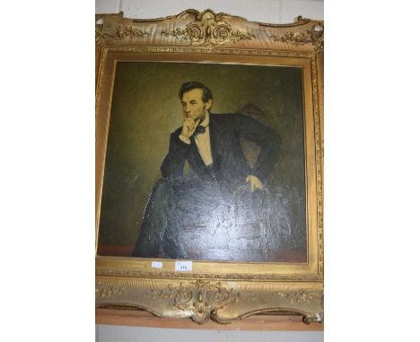 OLEOGRAPH STUDY OF A SEATED MAN IN FORMAL DRESS, GILT FRAMED