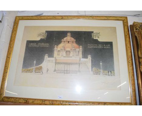 AFTER OTTO WAGNER, COLOURED ARCHITECTURAL PRINT, F/G