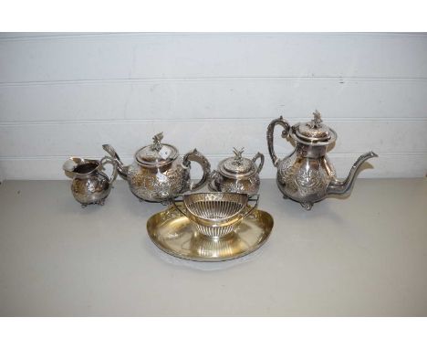 JOHN TURTON, SILVER PLATED TEA AND COFFEE SERVICE PLUS FURTHER ITEMS