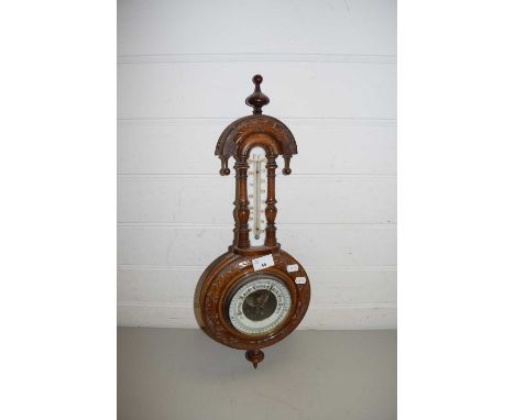 LATE VICTORIAN WALNUT CASED BAROMETER