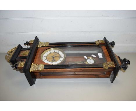 LATE 19TH/EARLY 20TH CENTURY VIENNA TYPE WALL CLOCK WITH BRASS MOUNTED CASE