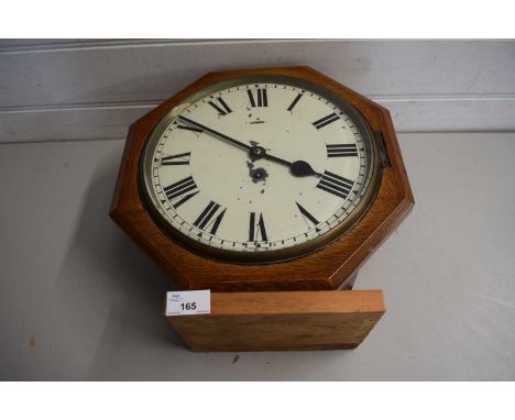 EARLY 20TH CENTURY WALL CLOCK IN OCTAGONAL OAK CASE