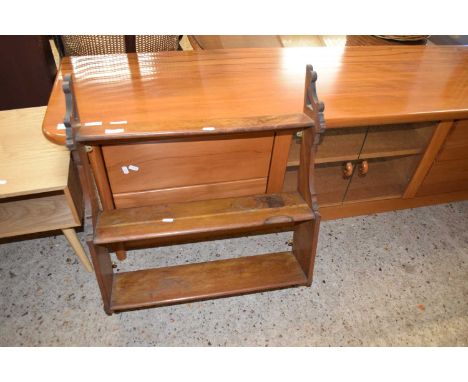 SMALL LATE VICTORIAN HARDWOOD THREE TIER WALL SHELF 