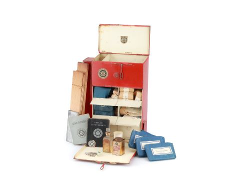 St Johns Ambulance First Aid Kit,English, c.1930, St Johns Ambulance first aid kit, tinplate finished in red with cream paint