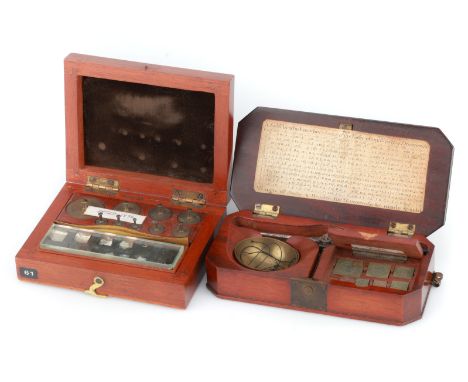 A Fine & Complete Set of Diamond Scales,English, late 18th Century, unsigned, French polished wooden case, with shaped cut ou